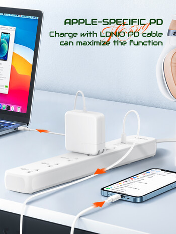 Πολύπριζο LDNIO 5 πρίζας με 3 θύρες USB USB C USB A Universal Socket Extension UK EU US Plug Multifunction πολύπριζα