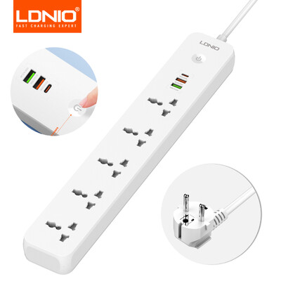LDNIO razdjelnik s 5 utičnica s 3 USB priključka USB C USB A univerzalni produžni produžni utičnica UK EU US utikač Višenamjenski razdjelnici