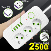 Višenamjenski EU utikač AC utičnice Multitap utičnica Adapteri za produžni kabel s USB A utičnicom za brzo punjenje tipa C PD