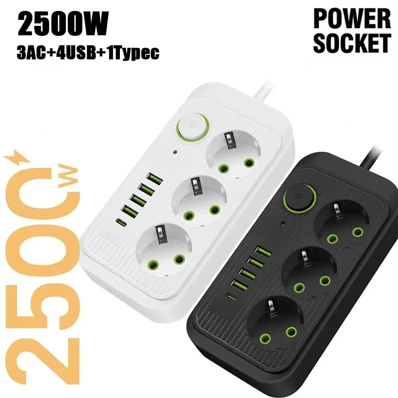 Višenamjenski EU utikač AC utičnice Multitap utičnica Adapteri za produžni kabel s USB A utičnicom za brzo punjenje tipa C PD