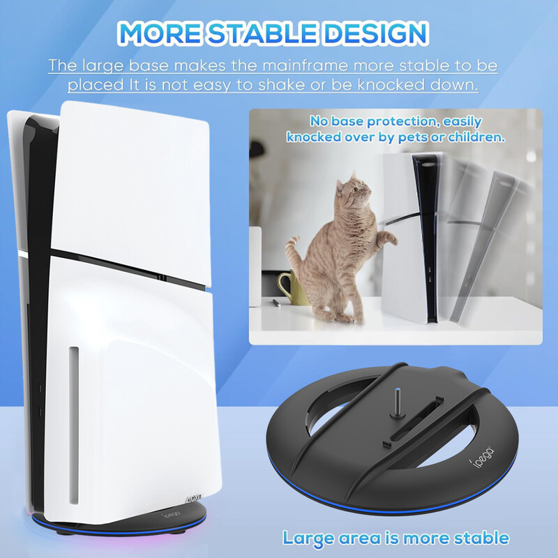 RGB вертикална стойка Led Base 14 Light Mode Touch Control за PS5 Slim Console за PlayStation 5 Slim Console с или без 14 светлина