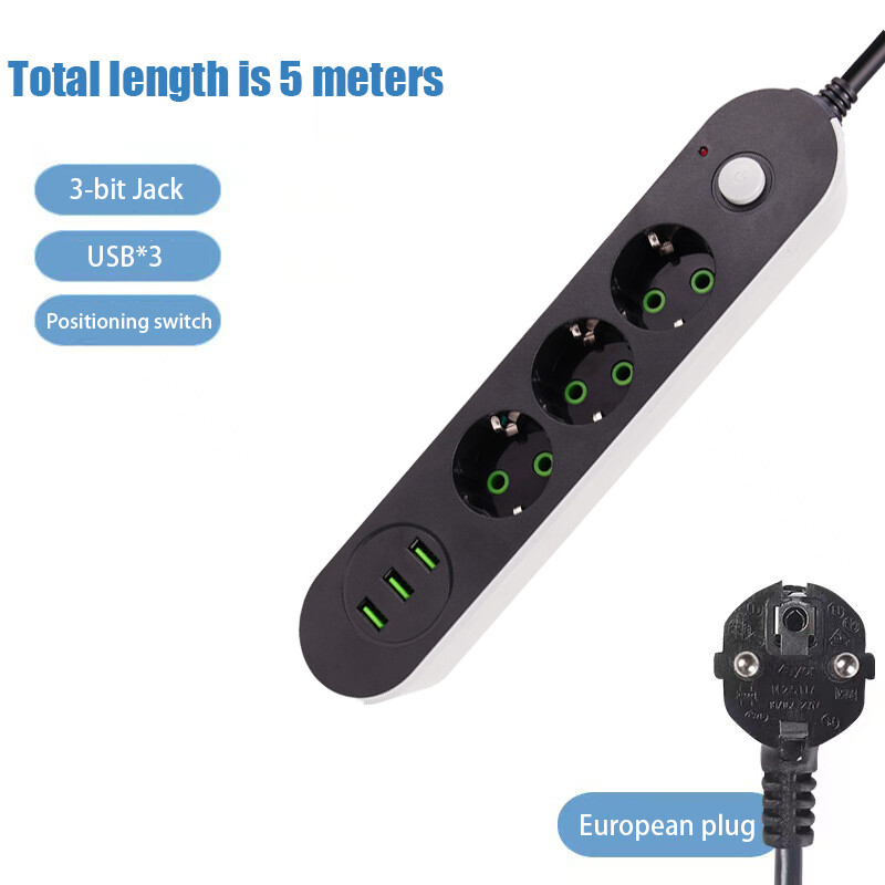 2 okrugli strujni kabel USB putni adapter Utičnica Utikač Eu 2M 3M 5M Produžni kabel Kuhinjski univerzalni punjač za uporabu u kućanstvu