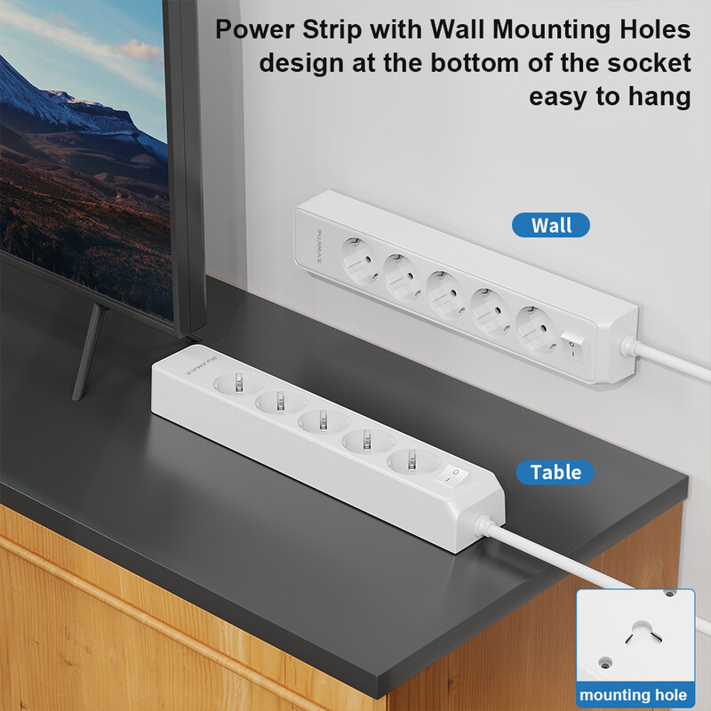PUJIMAX 5 AC utičnica Multitap razvodnik 1,5 m Produžni kabel Električna utičnica Pametna USB zaštita od prenapona za kućni ured