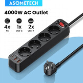 4000 W EU produžni kabel PD QC3.0 USB brzi punjač Pametna kućna utičnica Zaštita od preopterećenja 3 USB priključka Višestruka USB C produžna utičnica