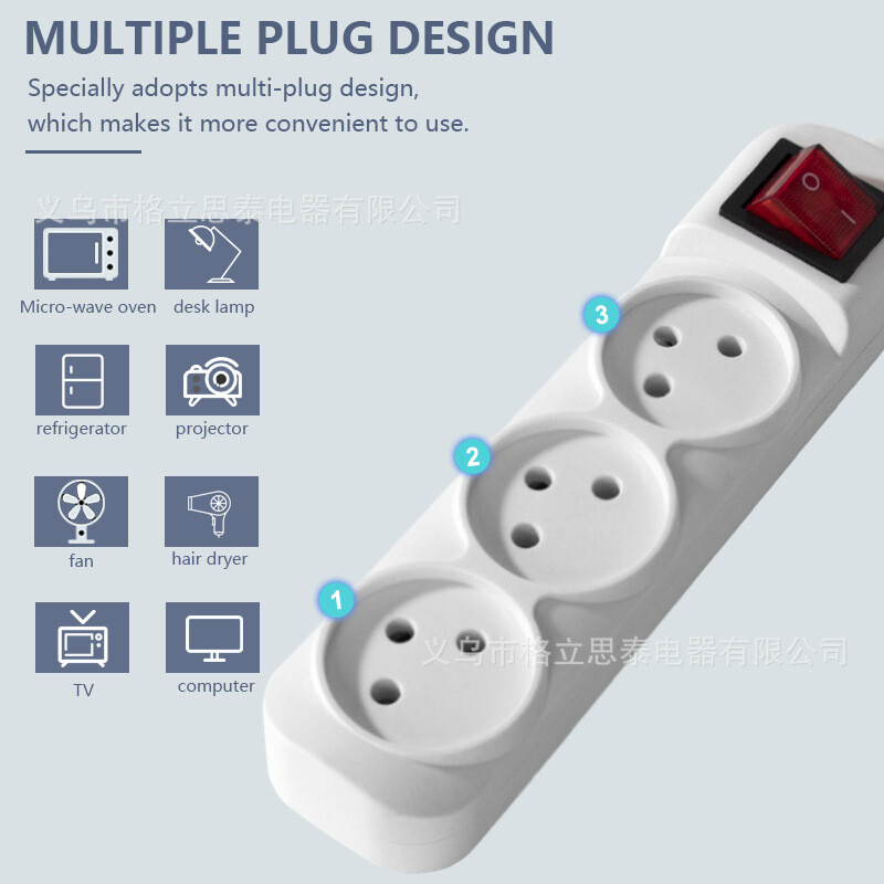 Strāvas sloksne Izraēlas kontaktligzdas 3/4/5 virzienu maiņstrāvas elektriskas komutācijas ligzdas 16A vads 1,5 m pagarinātājs, kas piestiprināts pie sienas mājas birojam