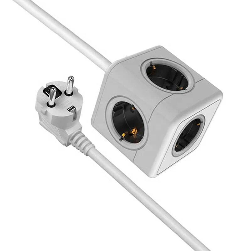 Vairākas barošanas sloksnes Eiropas spraudnis 1,5 m pagarinātāja kabelis Powercube sienas 5 kontaktligzdas ar galddatora statīvu elektriskās kontaktligzdas lādētājs