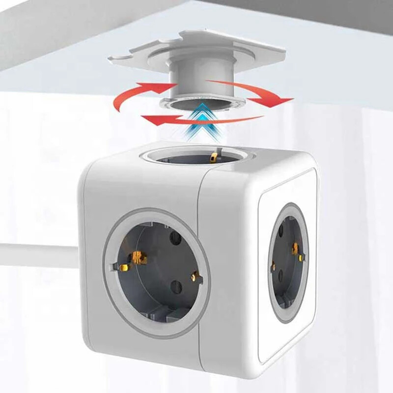 Vairākas barošanas sloksnes Eiropas spraudnis 1,5 m pagarinātāja kabelis Powercube sienas 5 kontaktligzdas ar galddatora statīvu elektriskās kontaktligzdas lādētājs