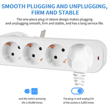 Πολύπριζο EU Plug 3/4/5 Πρίζες Ηλεκτρική προέκταση 2m Καλώδιο 16A Υποδοχές Ανεξάρτητοι διακόπτες ελέγχου για οικιακό γραφείο