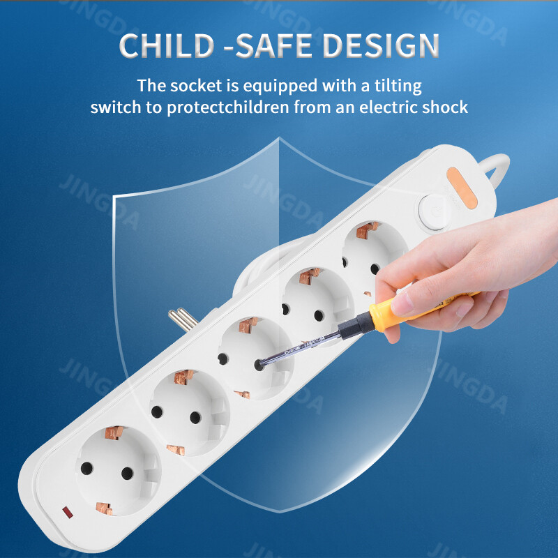 Strāvas sloksne EU spraudnis 3/4/5 izejas kontaktligzdas Elektrības pagarinātājs 2m vads 16A kontaktligzdas Neatkarīgi vadības slēdži mājas birojam