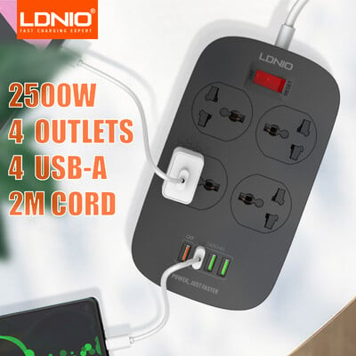 LDNIO universaalne kiirlaadimine 3.0 vooluriba pikenduspesa USB mitme väljundiga pistik 4 pistikupesa 4 USB laadimisporti SC4407 EU UK