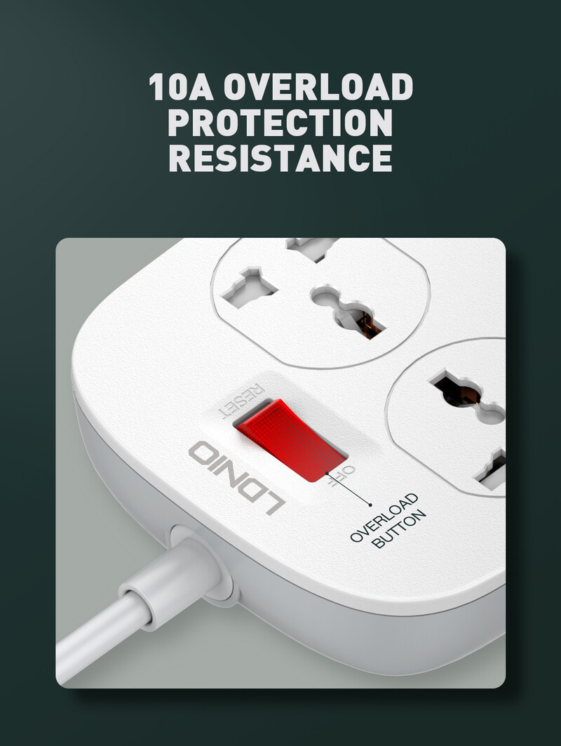 LDNIO universalus greitas įkrovimas 3.0 maitinimo juostos prailginimo lizdas USB kelių lizdų kištukas 4 lizdas 4 USB įkrovimo prievadai SC4407 EU UK