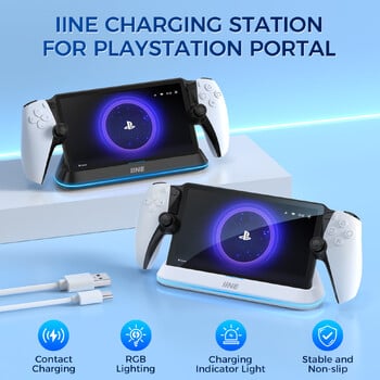 IINE Charging Stationfor Playstation Portal / Φόρτιση επαφής Type-C & Triple Protection for Safety Charging