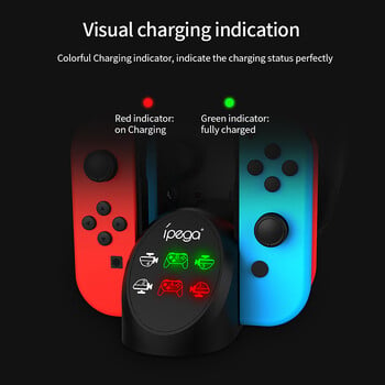 Βάση φόρτισης Ipega PG-9187 Joy Con για Nintendo Switch OLED 4 Joycons 2 Controllers Βάση φορτιστή Βάση υποδοχής NS Αξεσουάρ