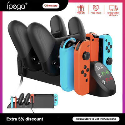 Ipega PG-9187 Joy Con įkrovimo dokas, skirtas Nintendo Switch OLED 4 Joycons 2 valdikliams įkroviklio stovas Plug-in Host NS priedai