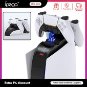 Ipega PG-P5016 kahe kontrolleriga laadimisdokk PS5 mängupuldi kiirlaadimisjaama alus Sony Playstation 5 tarvikute jaoks