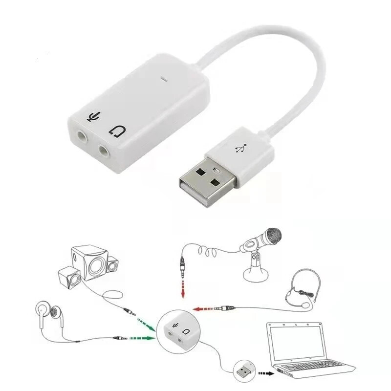 USB audio adapter, vanjska zvučna kartica s 3,5 mm priključkom za slušalice i mikrofon za Windows Mac Linux prijenosno računalo