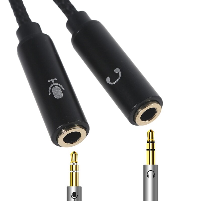 USB-A към 3,5 мм жак Микрофонна слушалка Звукова карта Мъжки към 2 женски адаптер