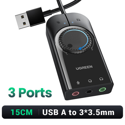 UGREEN zvučna kartica USB audio sučelje 3,5 mm mikrofon audio adapter USB zvučna kartica za PC PS4 5 slušalice vanjski adapter zvuka