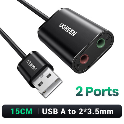 UGREEN zvučna kartica USB audio sučelje 3,5 mm mikrofon audio adapter USB zvučna kartica za PC PS4 5 slušalice vanjski adapter zvuka