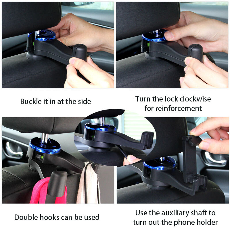 Višenamjenski držač za mobitel montiran na stražnjem sjedalu u automobilu Kuka za naslon za glavu na stražnjem sjedalu Stalak za automobilski telefon Viseći nosač za pohranu