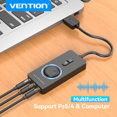 Vention USB išorinė garso plokštė USB iki 3,5 mm garso adapteris USB prie ausinių Mikrofonas Macbook kompiuteriui nešiojamam kompiuteriui PS4 garso plokštė
