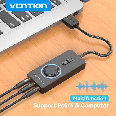 Ventioni USB väline helikaart USB-3,5 mm heliadapter USB-kõrvaklappide mikrofon Macbooki arvuti sülearvuti PS4 helikaart