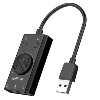 ORICO SC2 Εξωτερική κάρτα ήχου USB Ρυθμιζόμενη ένταση ήχου μικροφώνου 3 θυρών Προσαρμογέας κάρτας ήχου ακουστικών για υπολογιστή Υποστηριζόμενο λειτουργικό σύστημα για Windows