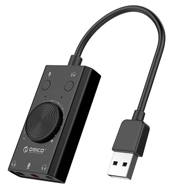 ORICO SC2 išorinės USB garso plokštės garsumo reguliuojamas 3 prievadų mikrofono ausinių garso plokštės adapteris, skirtas kompiuteriui palaikoma OS, skirta Windows