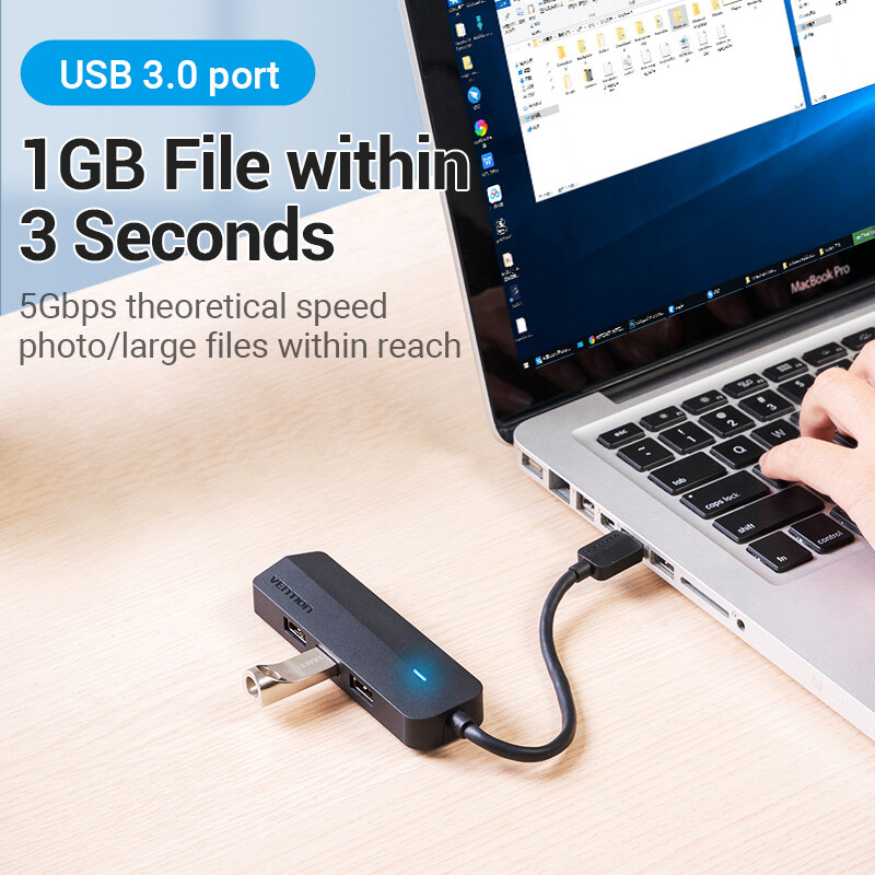 Vention USB 3.0 Hub 3 prievadų USB garso plokštė 2 viename išorinis stereo garso adapteris 3,5 mm su ausinių mikrofonu USB garso plokšte