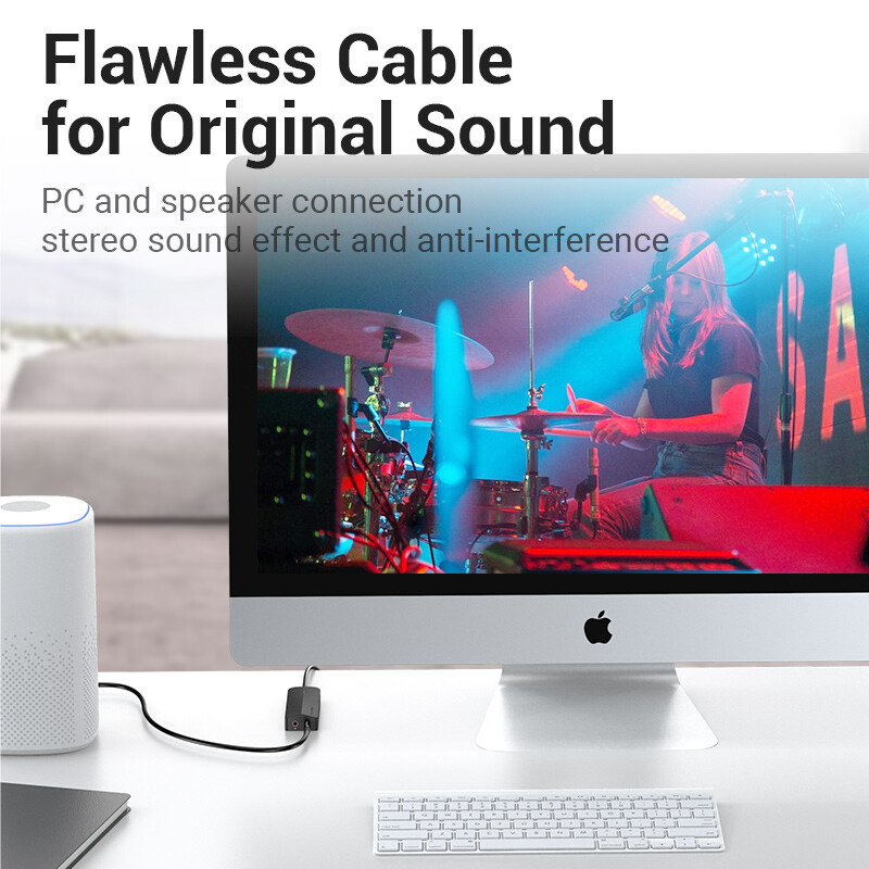 Vention USB 3.0 Hub 3 prievadų USB garso plokštė 2 viename išorinis stereo garso adapteris 3,5 mm su ausinių mikrofonu USB garso plokšte