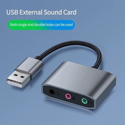 3 viename išorinė USB garso plokštė garso lizdas, 3,5 mm kabelio adapteris HIFI garsas mikrofonui, garsiakalbiui, ausinėms, kompiuteriniam nešiojamajam kompiuteriui