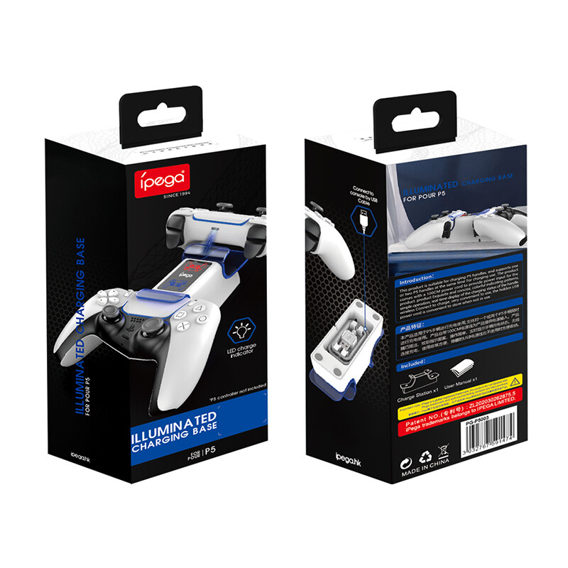 Ipega PG-P5003 Za PS5 Playstation Dual Controllers Punjač Dock Gamepad Punjač LED Stalak Sigurno Fast Charging Base Type-C Port