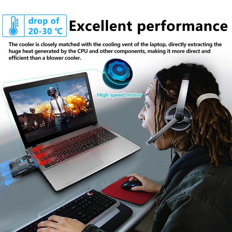 Охладител за лаптоп за 13.3 15 15.6 17 инча лаптоп Вакуумен охладител за игри Външен вентилатор за извличане на въздух Радиатор за лаптоп Преносим охладител