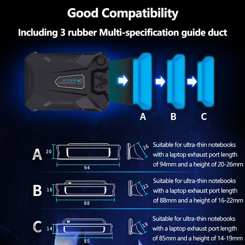 Охладител за лаптоп за 13.3 15 15.6 17 инча лаптоп Вакуумен охладител за игри Външен вентилатор за извличане на въздух Радиатор за лаптоп Преносим охладител