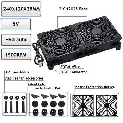 5V USB Router Ventilator TV Box Cooler 80mm 92mm 120mm 240mm PC DIY Cooler cu șuruburi plasă de protecție Ventilator de birou silențios