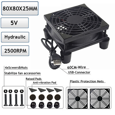 5V USB Router Ventilator TV Box Cooler 80mm 92mm 120mm 240mm PC DIY Cooler cu șuruburi plasă de protecție Ventilator de birou silențios