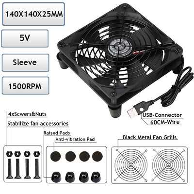 5V USB Router Ventilator TV Box Cooler 80mm 92mm 120mm 240mm PC DIY Cooler cu șuruburi plasă de protecție Ventilator de birou silențios