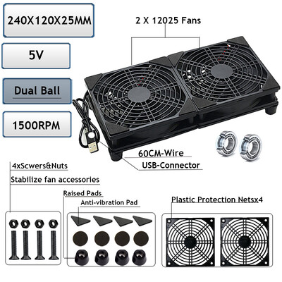 5V USB Router Ventilator TV Box Cooler 80mm 92mm 120mm 240mm PC DIY Cooler cu șuruburi plasă de protecție Ventilator de birou silențios