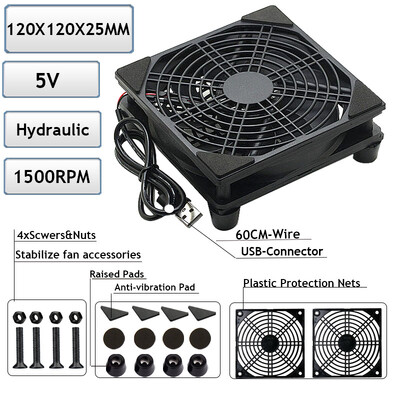 5V USB Router Ventilator TV Box Cooler 80mm 92mm 120mm 240mm PC DIY Cooler cu șuruburi plasă de protecție Ventilator de birou silențios