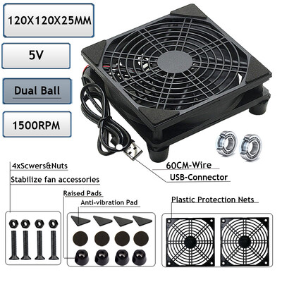 5V USB Router Ventilator TV Box Cooler 80mm 92mm 120mm 240mm PC DIY Cooler cu șuruburi plasă de protecție Ventilator de birou silențios
