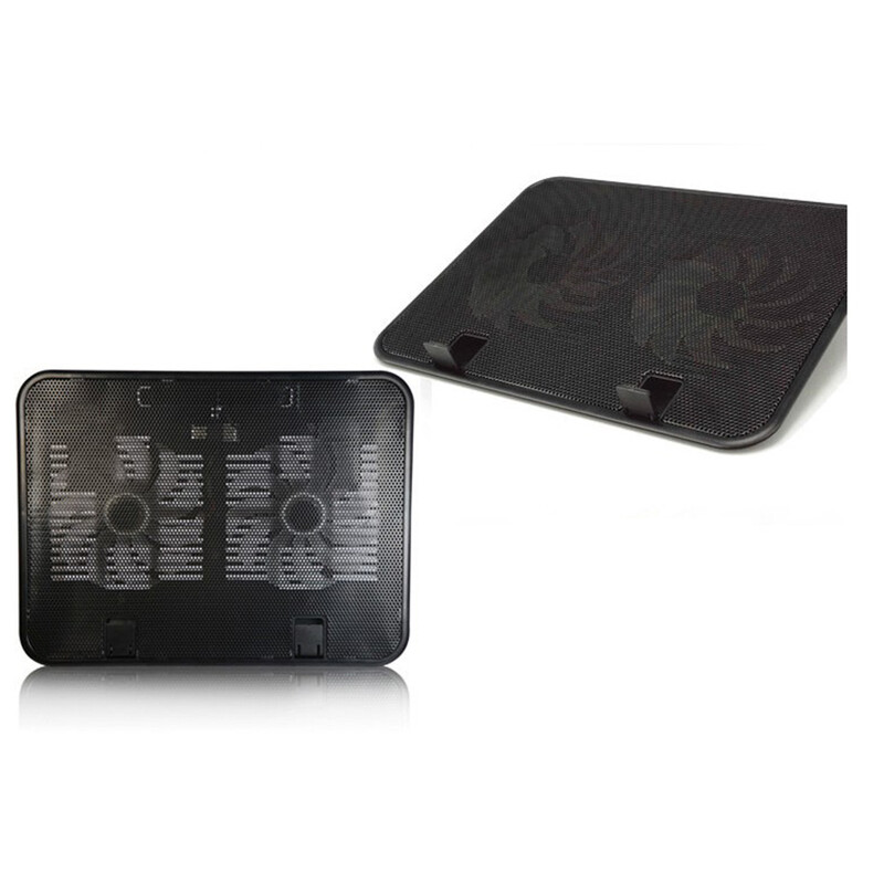 Hladnjak za prijenosno računalo od 14 inča, dvostruki ventilator, dva USB priključka, tiha rashladna ploča za prijenosno računalo, stalak za prijenosno računalo, metalni ventilator za prijenosno računalo