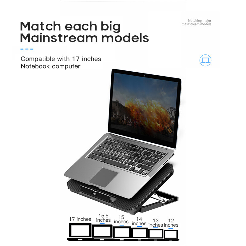 Dva USB rashladna jastučića za prijenosno računalo velike veličine za prijenosno računalo od 12-16 inča, tihi hladnjak za prijenosno računalo za igranje, brzina vjetra, podesivo postolje za prijenosno računalo