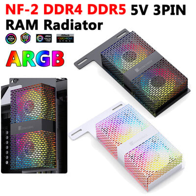 NF-2 RAM atminties modulio aušinimo radiatorius DDR4 DDR5 RAM aušintuvas 4Pin PWM 5V 3PIN ARGB Sync Dvigubas 50mm ventiliatoriaus atminties lusto radiatorius