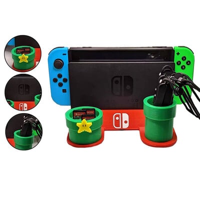 За Nintendo Switch Charging Base Holder Cartoon Case Desktop Storage Bracket Game Card Box Joy Con Game Console Accessories