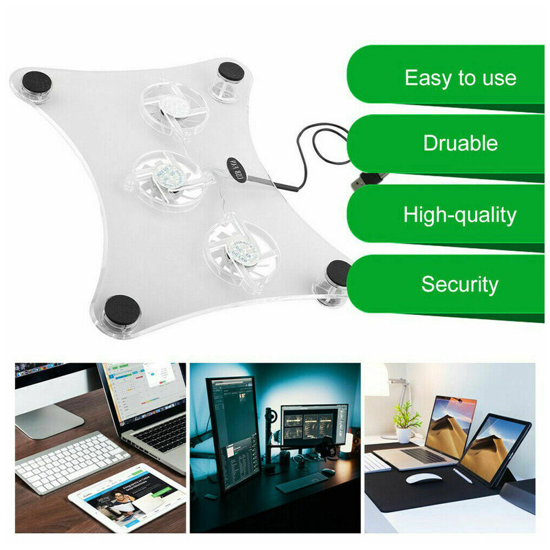 Kompiuterio aušinimo padėklas 3 ventiliatoriai plastikinis USB nešiojamasis kompiuteris LED šviesos radiatoriaus aušintuvo stovas 13 colių kompiuteriui