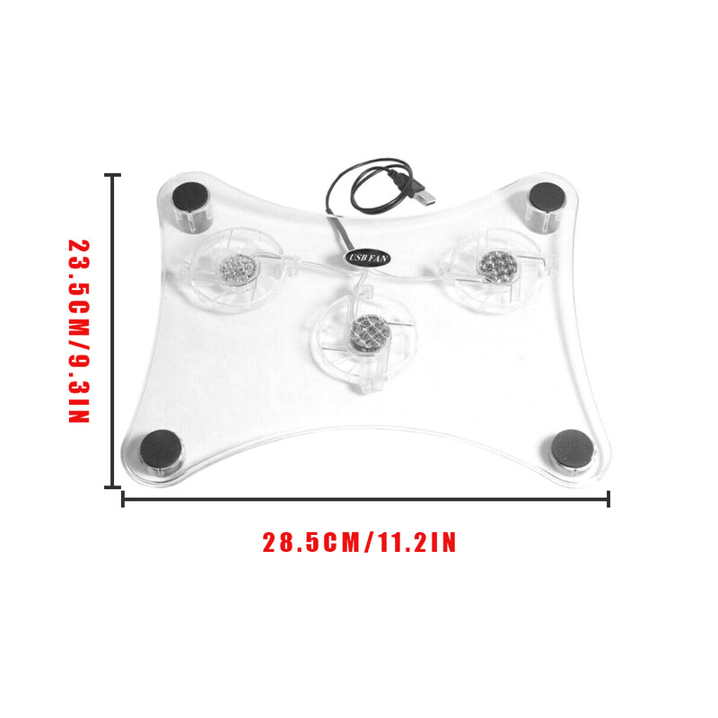 Kompiuterio aušinimo padėklas 3 ventiliatoriai plastikinis USB nešiojamasis kompiuteris LED šviesos radiatoriaus aušintuvo stovas 13 colių kompiuteriui