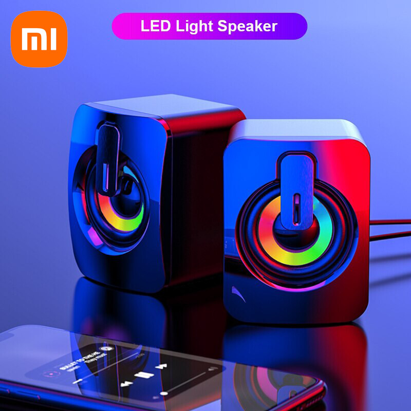 Boxe pentru computer Xiaomi Cutie de sunet pentru PC Microfon stereo HIFI cu cablu USB Caixa De Som cu lumină LED pentru computer desktop, laptop
