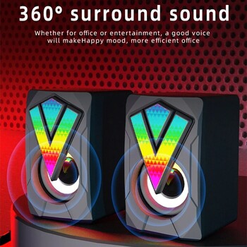 Ηχεία υπολογιστή PC Sound Box HIFI στερεοφωνικό μικρόφωνο USB Ενσύρματο με φως LED για επιτραπέζιο υπολογιστή