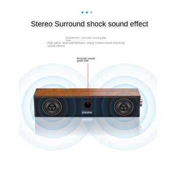 Нова дълга лента USB кабелни Bluetooth двойни високоговорители Дървен малък високоговорител Компютър Преносим компютър Звукова лента Настолен компютър Силен бас