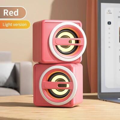 2PCS/Set Симпатичен компютърен високоговорител LED светлина USB кабелни високоговорители Hifi Sound Surround Cartoon високоговорител за PC лаптоп Notebook